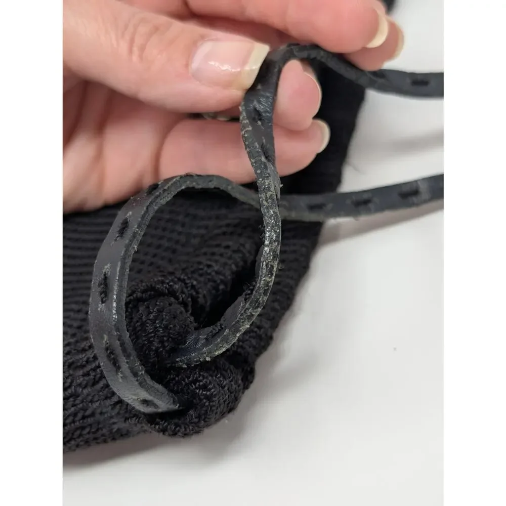 The Sak Black Crochet Knit Hobo Bag Y2K Boho Minimalist Leather Strap